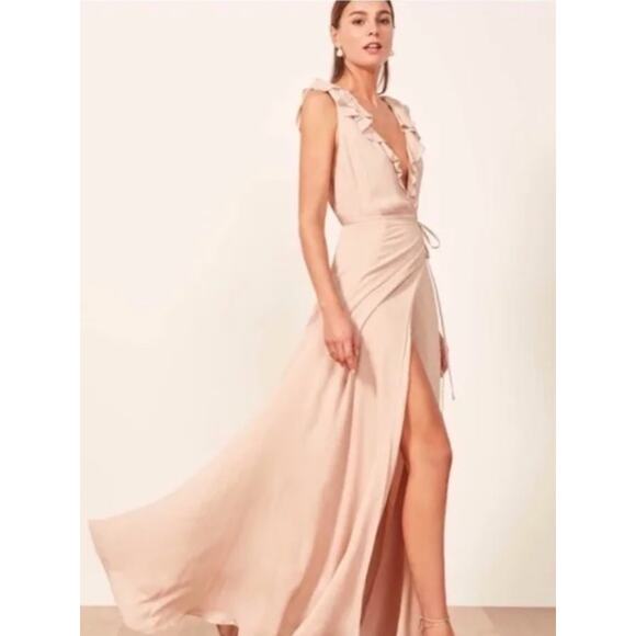 Reformation blush rose pink ruffle wrap maxi dress - Picture 2 of 10